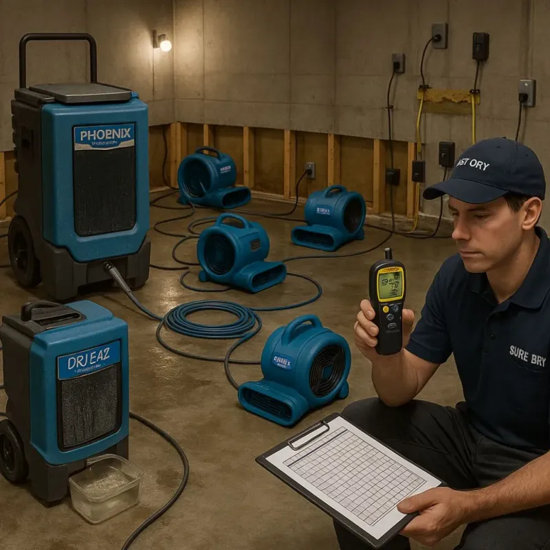 Structural Drying and Dehumidification process in Rio Dell, CA